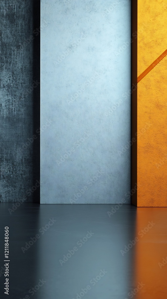 Abstract Gray Orange Walls Reflecting Light. AI Generated Abstract Gray Orange Walls Reflecting Light. AI Generated