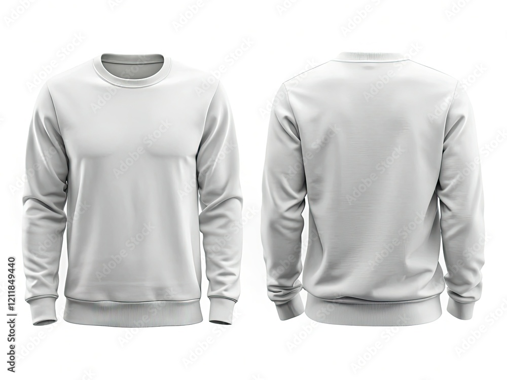 Showcase your designs! Front and back white sweatshirt mockups, isolated on white, ideal for presentations. Showcase your designs! Front and back white sweatshirt mockups, isolated on white, ideal for presentations.