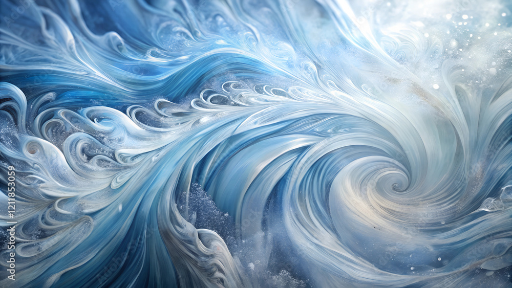 Abstract watercolor background of swirling icy blues and silvery whites, evoking frosty crisp morning Abstract watercolor background of swirling icy blues and silvery whites, evoking frosty crisp morning