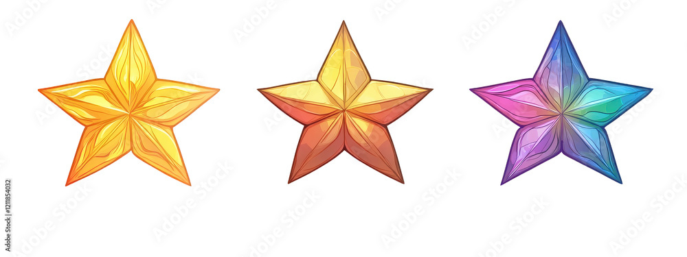 Obraz premium Colorful star icons in various shades, perfect for design projects