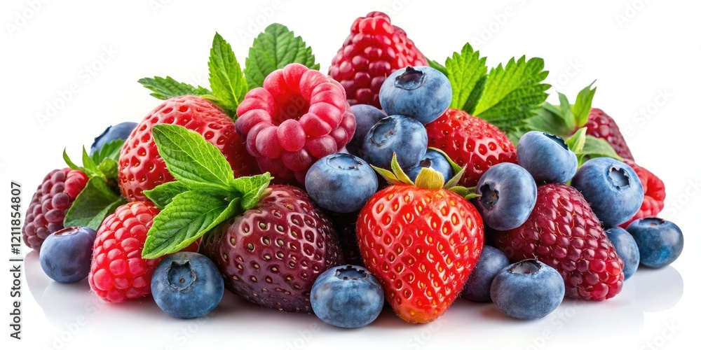 Vibrant strawberries, raspberries, and blueberries burst with vitamins. A fresh berry mix, perfectly photographed. Vibrant strawberries, raspberries, and blueberries burst with vitamins. A fresh berry mix, perfectly photographed.