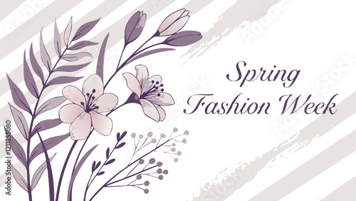 Watercolor stripes background with subtle brushstrokes in shades of lavender and blush, providing a soft and elegant backdrop for Spring Fashion Week concepts