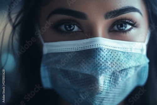 Young doctor wearing protective mask is fighting the pandemic photo