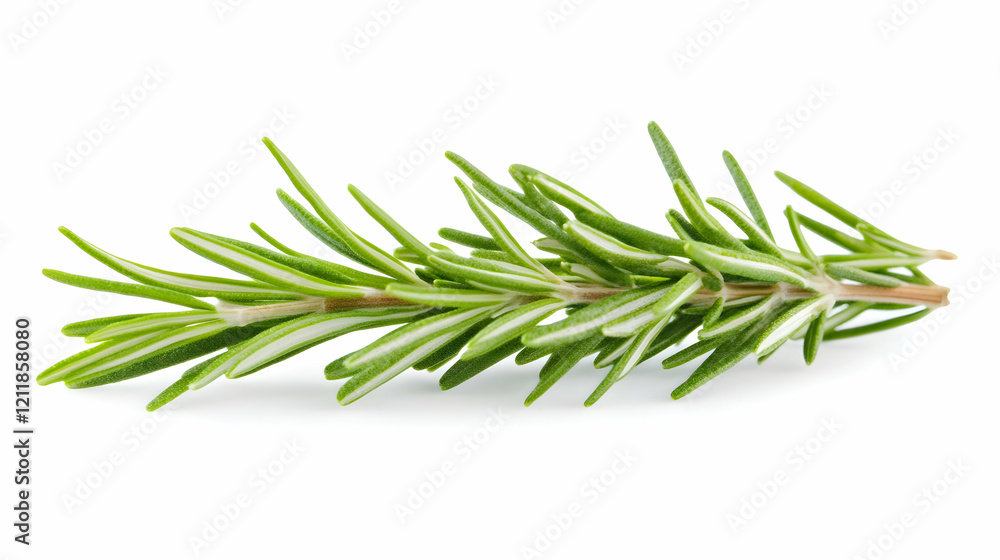 Fresh rosemary sprig isolated on white background, ideal for culinary or herbal recipes Fresh rosemary sprig isolated on white background, ideal for culinary or herbal recipes