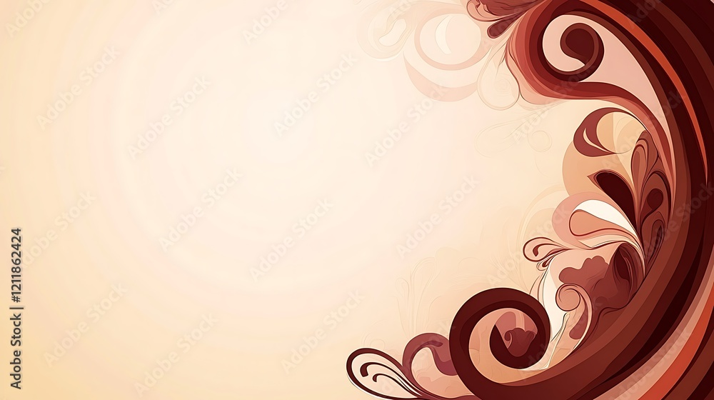 Abstract Brown Floral Swirl Design Background Abstract Brown Floral Swirl Design Background