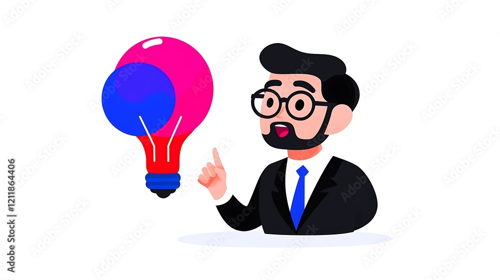 Businessman with a Bright Idea: Innovation and Creative Thinking Concept Businessman with a Bright Idea: Innovation and Creative Thinking Concept