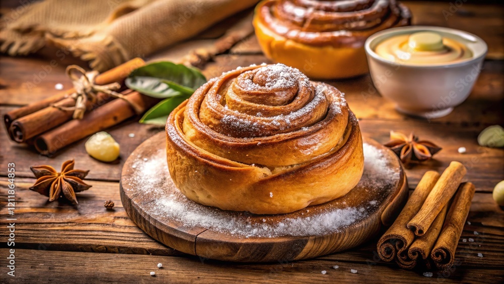 Buttery cinnamon rolls, beautifully displayed.  A delicious, sweet treat.