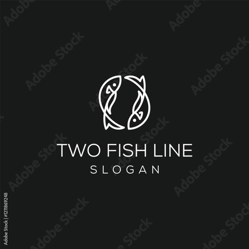 monoline two fish logo icon vector inspiration