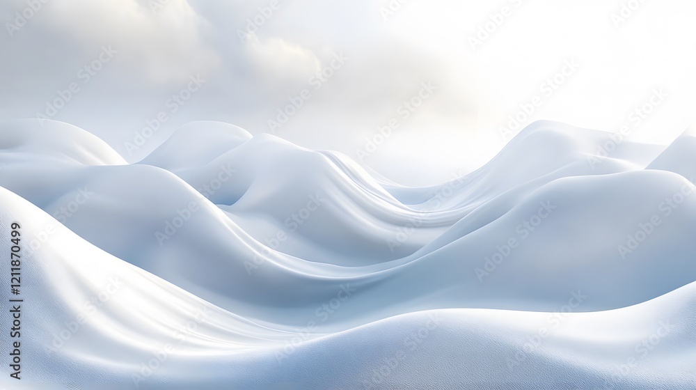 Fototapeta premium Abstract White Landscape Rolling Hills Under a Cloudy Sky