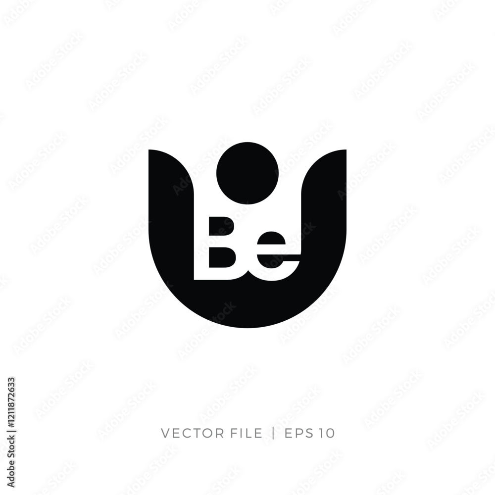 initial letter BE U human people logo design initial letter BE U human people logo design