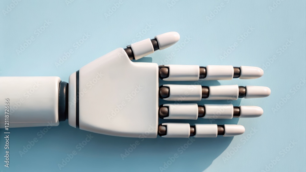Robotic hand on a blue background Robotic hand on a blue background