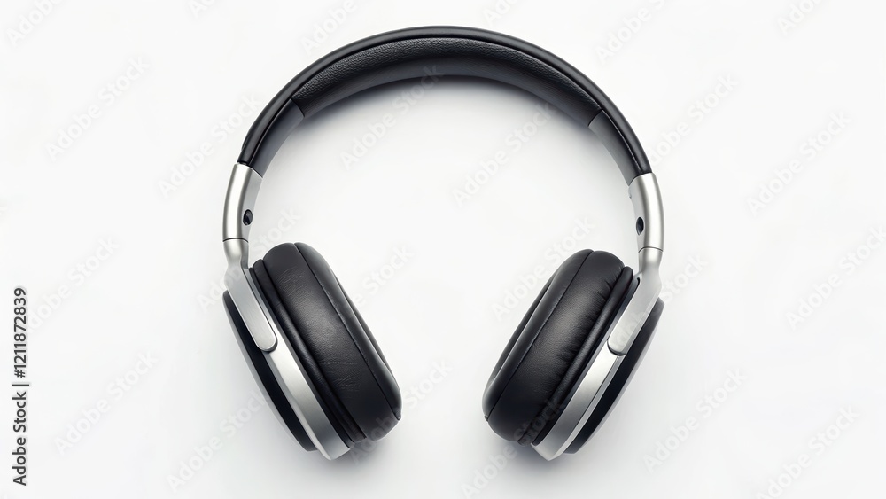 Black wireless headphones on a white background Black wireless headphones on a white background