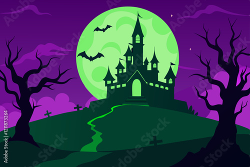 "Halloween Night Vector Illustration Background Design"

