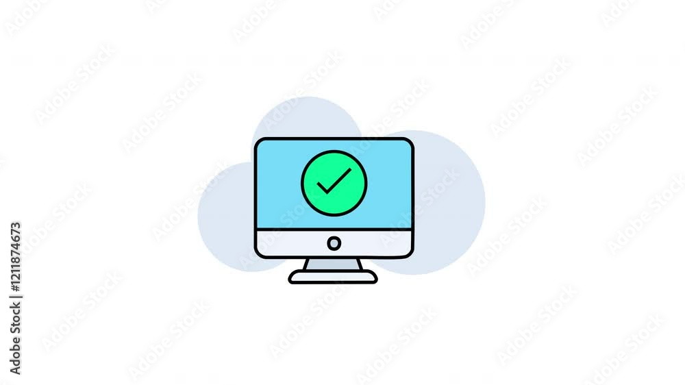 desktop and checkmark icon animation. 4K motion animation. desktop and checkmark icon animation. 4K motion animation.