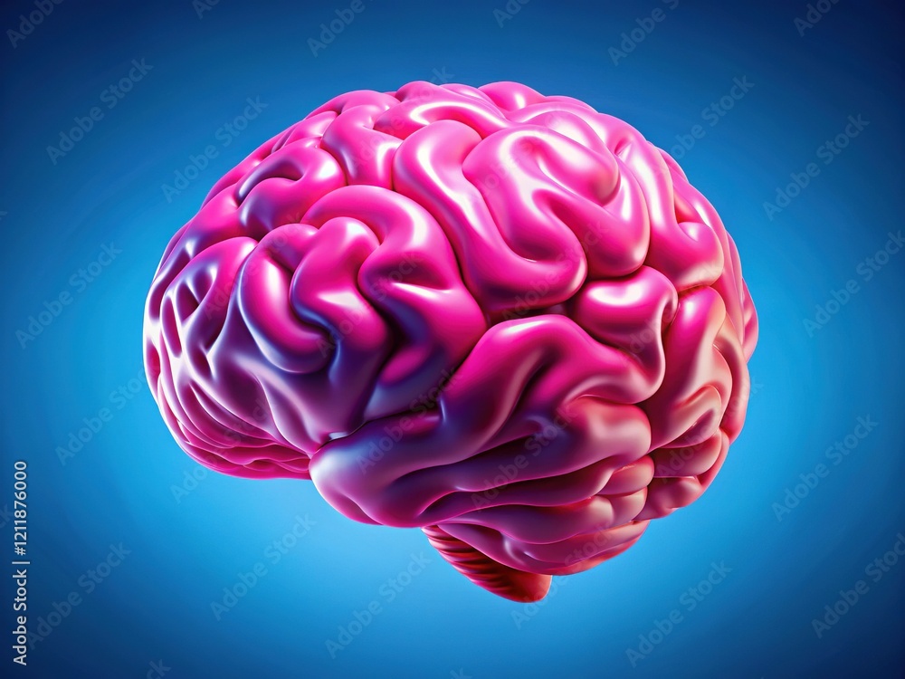 Pink Brain Abstract Art on Blue Pink Brain Abstract Art on Blue