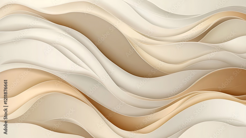 Obraz premium Abstract Beige and White Wave Pattern Design