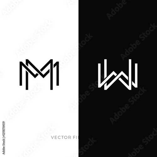 initial letter MM or WW monogram logo