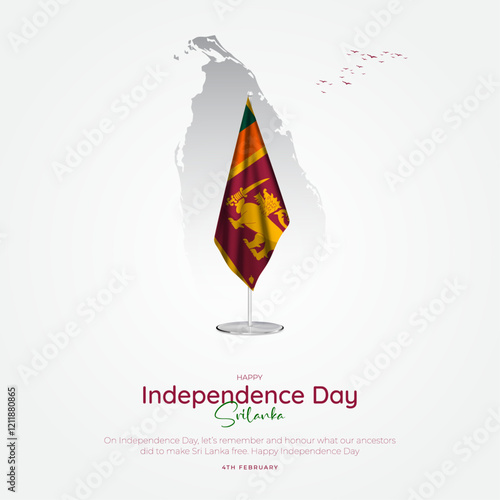 Sri Lanka Independence Day Banner and Greeting Card. Happy Independence Day of Sri Lanka with Text for Poster, Website, and Card Vector Illustration