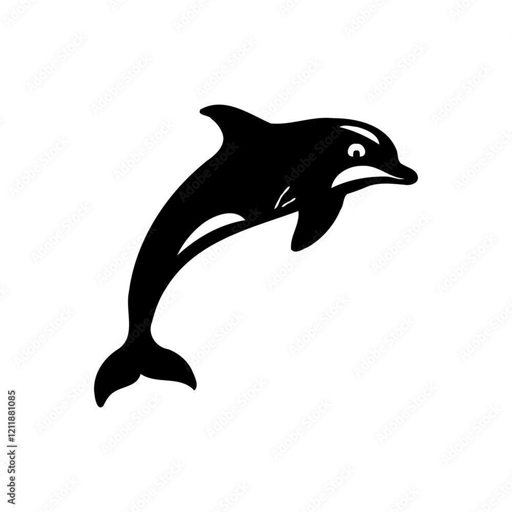 Fototapeta premium Dolphin silhouette jumping out sea