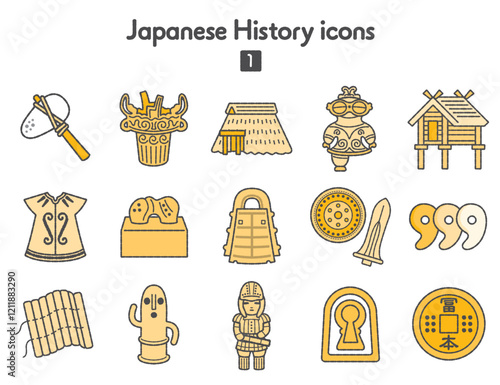 日本史アイコン1〜原始時代カラー