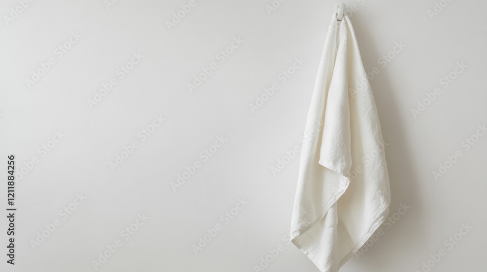 Clean White Bath Towel Hanging on a Hook Clean White Bath Towel Hanging on a Hook