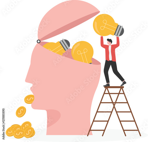 Monetize knowledge or intellectual properties. Innovation, intellectual properties concept.
