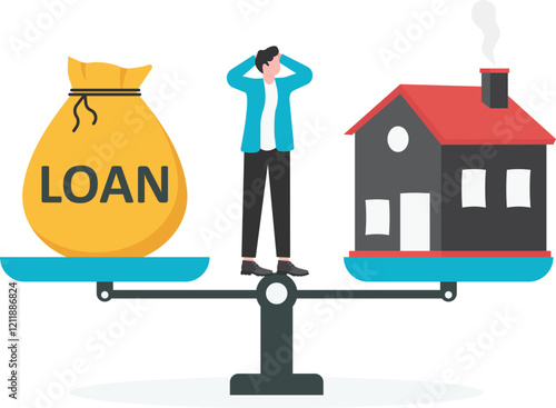 Buying a home in debt. Investment in real estate and risk management concept. Loan for a mortgage. apartment rental sale

