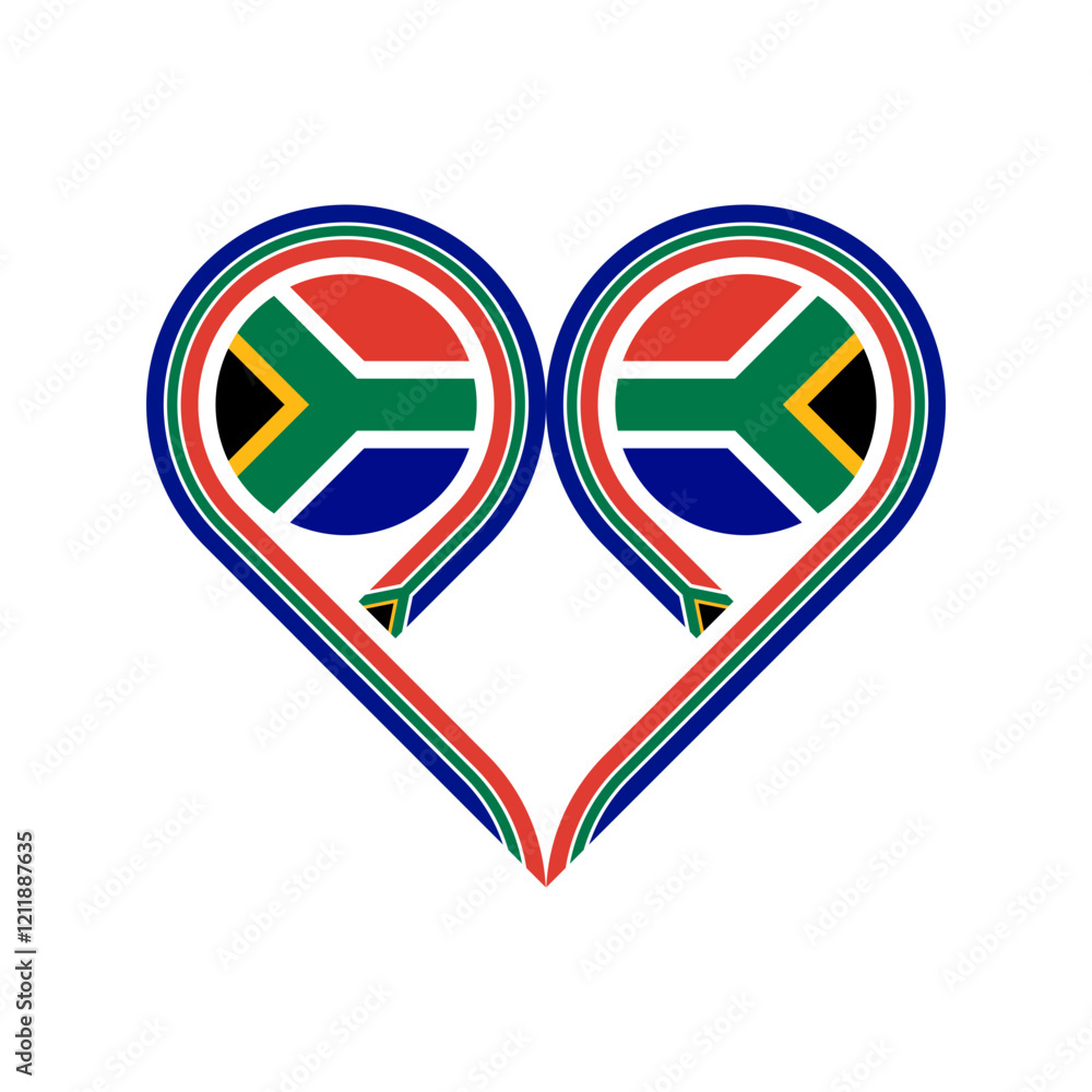 heart symbol icon of south africa flag. vector illustration isolated on white background