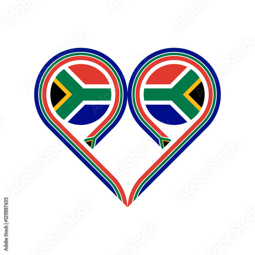 heart symbol icon of south africa flag. vector illustration isolated on white background