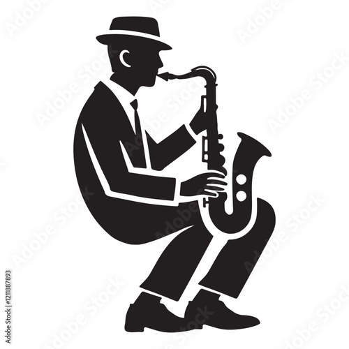 Silhouette of a Jazz Musician Playing Saxophone