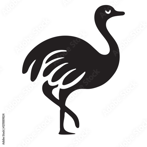 Elegant Ostrich Silhouette Illustration