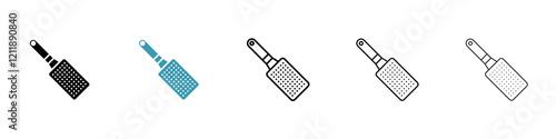 Microplane grater icons set in black black and blue colors photo