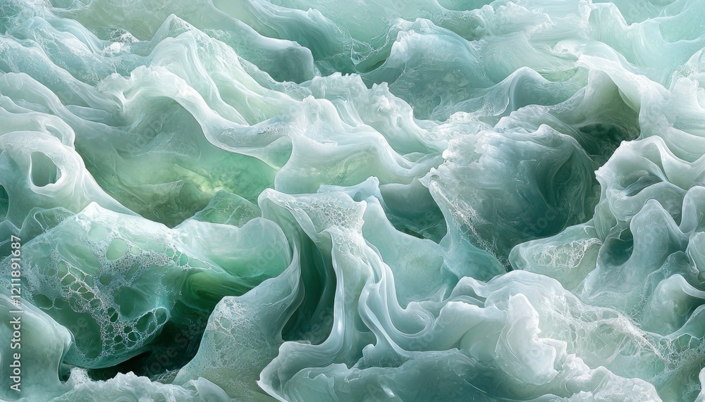 Naklejka premium Abstract Green And White Swirling Ice Formations