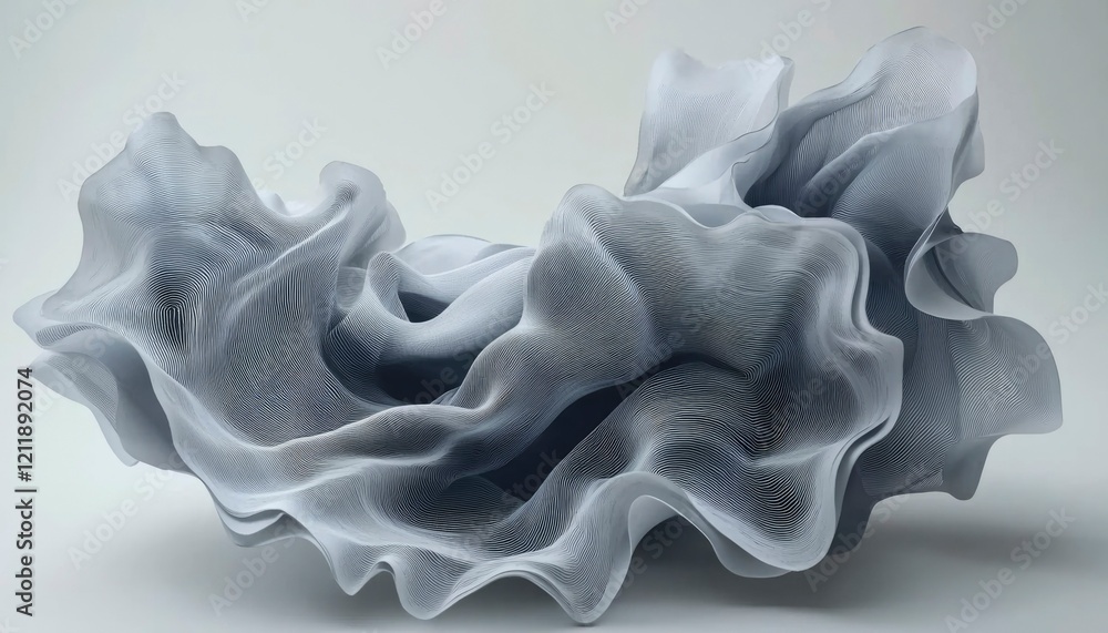Fototapeta premium Abstract Gray Sculpting Waves Form Organic Shape