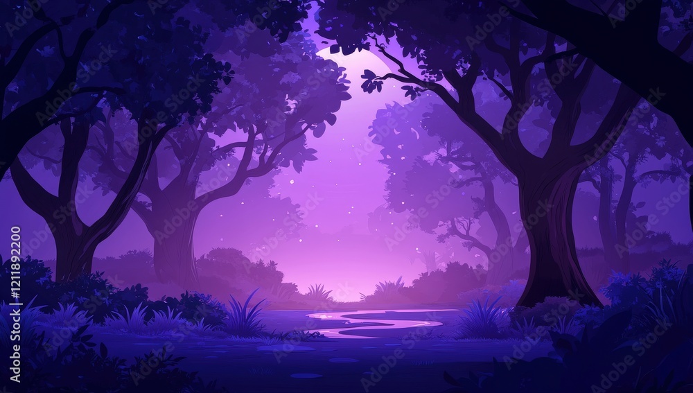 Mysterious Night Scene Enchanted Forest Digital Artwork Twilight Serene Fantasy Mysterious Night Scene Enchanted Forest Digital Artwork Twilight Serene Fantasy
