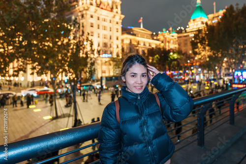 Photography woman traveler visiting in Shanghai, China