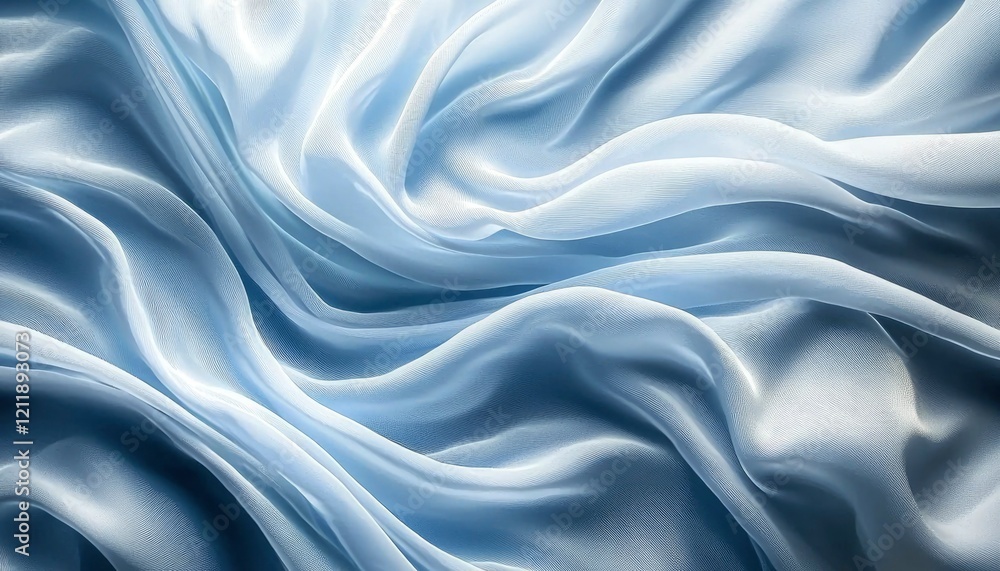 Obraz premium Soft Blue Fabric Draped in Elegant Waves