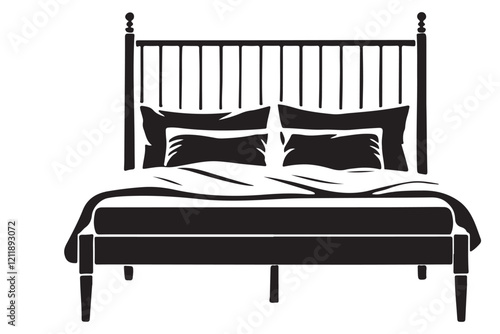 Double Bed Silhouette Illustration for Bedroom Decor