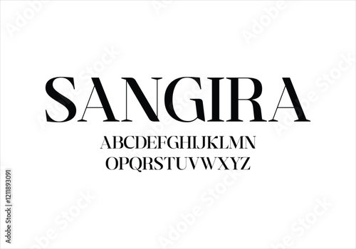Sangira font for logo and headline. Isolated vector typeset