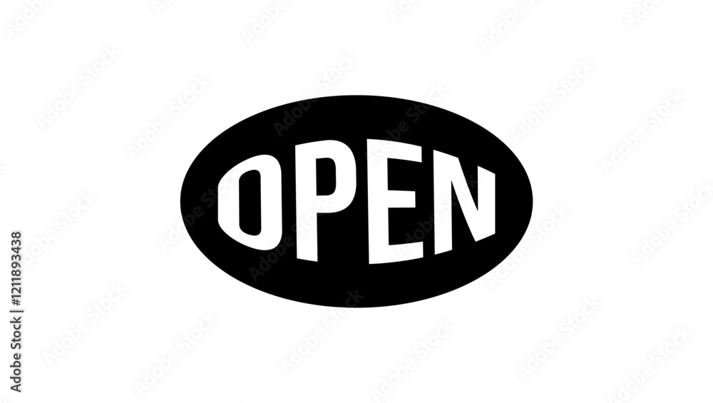 Open Sign, black isolated silhouette Open Sign, black isolated silhouette