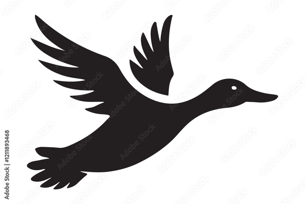 Obraz premium Flying Duck Silhouette Vector Illustration