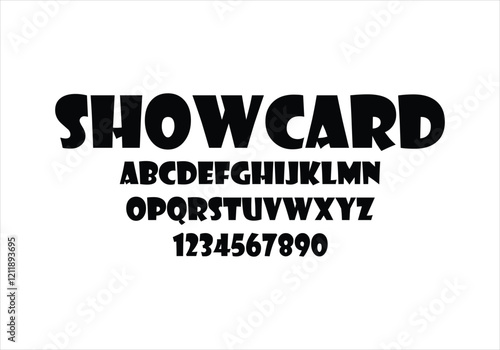 Show Card font for logo and headline. Isolated vector typeset