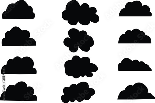 Cloud Bundle silhouette icon design