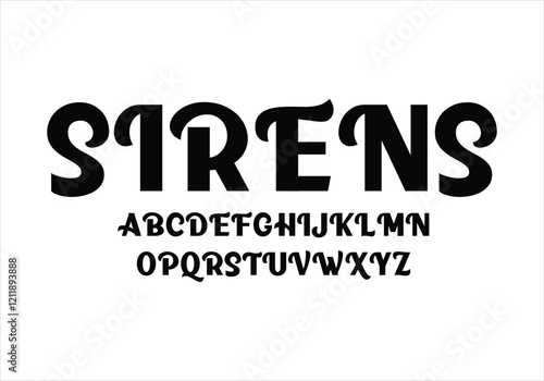 Sirens font for logo and headline. Isolated vector typeset