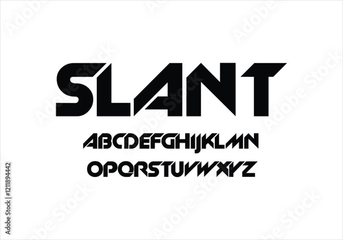 Slant font for logo and headline. Isolated vector typeset
