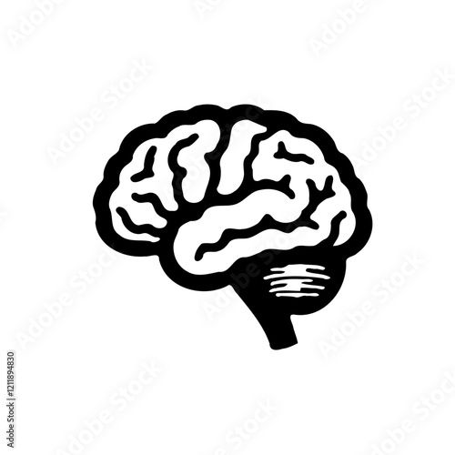 Black Human Brain Graphic Illustration