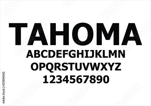 Tahoma font for logo and headline. Isolated vector typeset