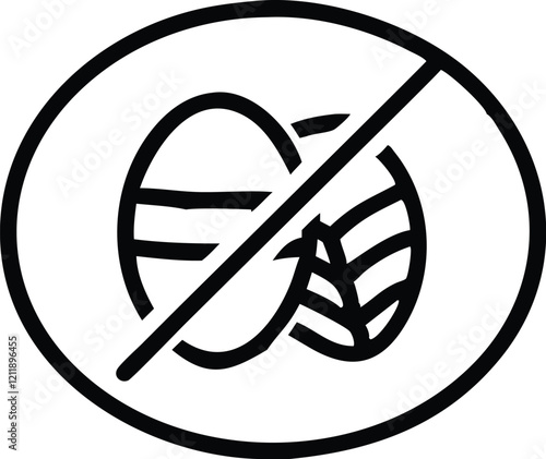 simple black and white icon, bread loaves, no symbol, circular design, prohibition sign, crossed out, minimalist illustration, food allergy warning, gluten-free concept, dietary restriction symbol, cl