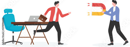 Incentive and welfare program for employee retention and hiring, building staffs loyalty reduce resignation rate for important talent, boss holding magnet to attract employee.
