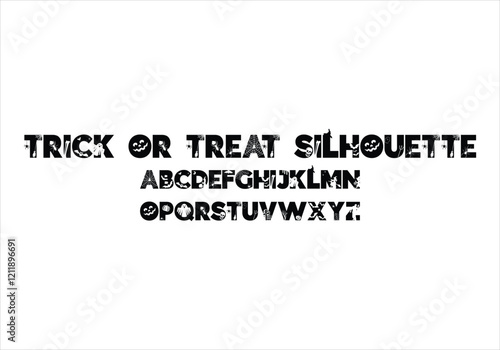Trick or Treat Silhouette font for logo and headline. Isolated vector typeset